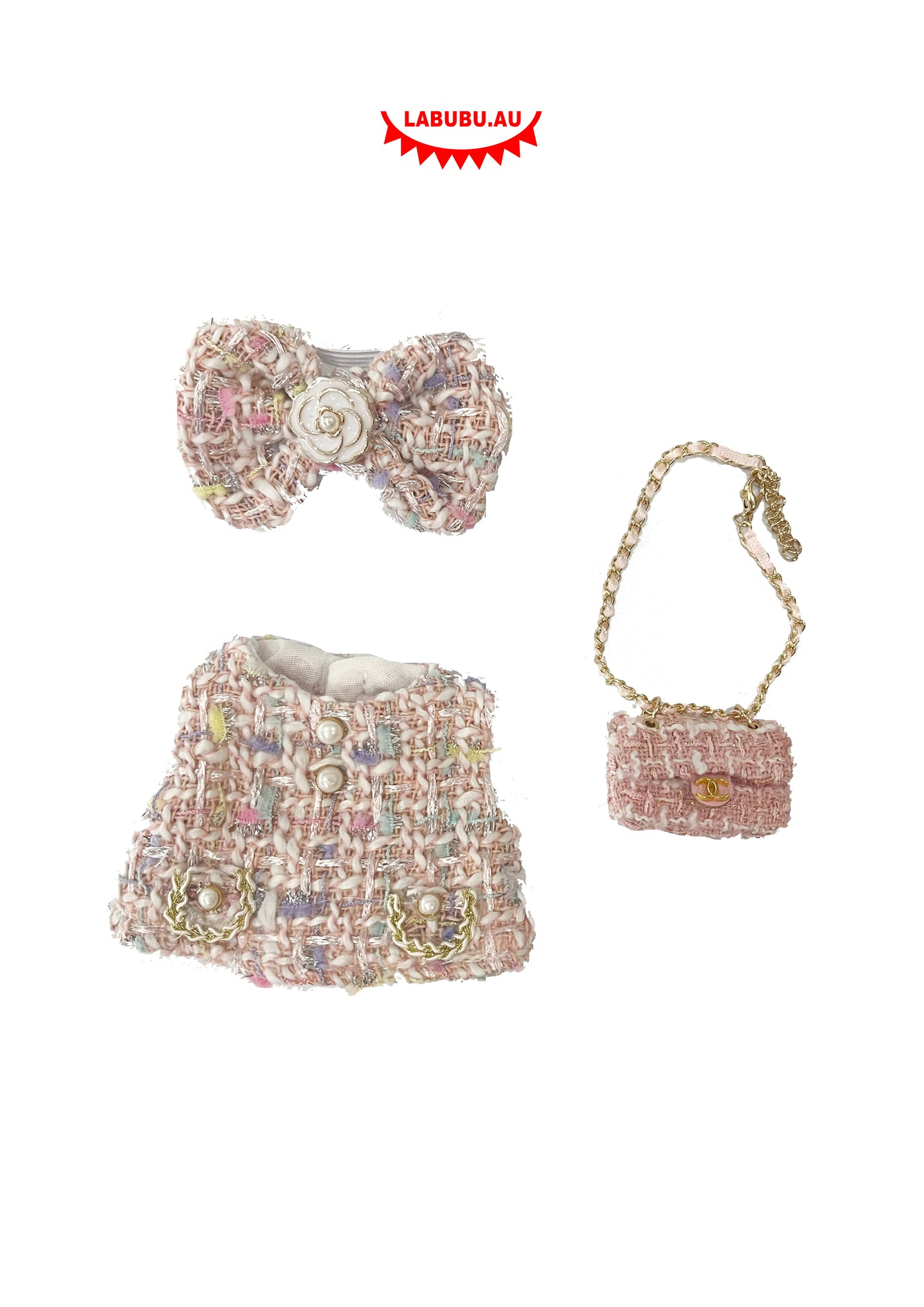 Labubu outfit Chic Tweed Style