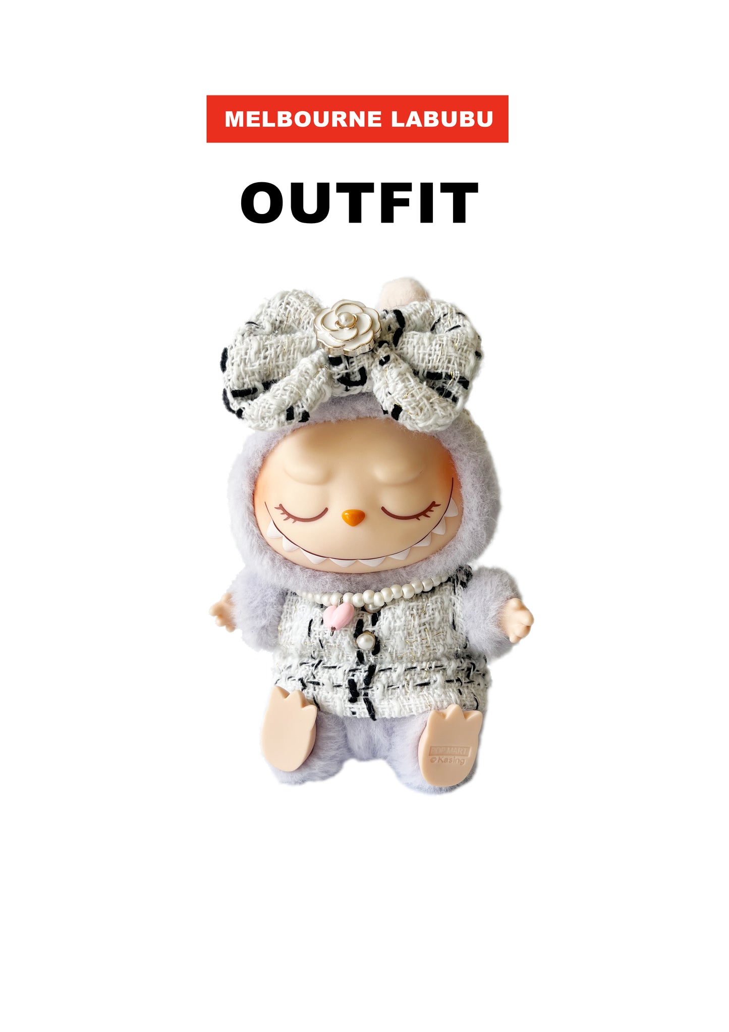 Labubu Outfit | Elegant Style | Bow Headband + Tweed Dress
