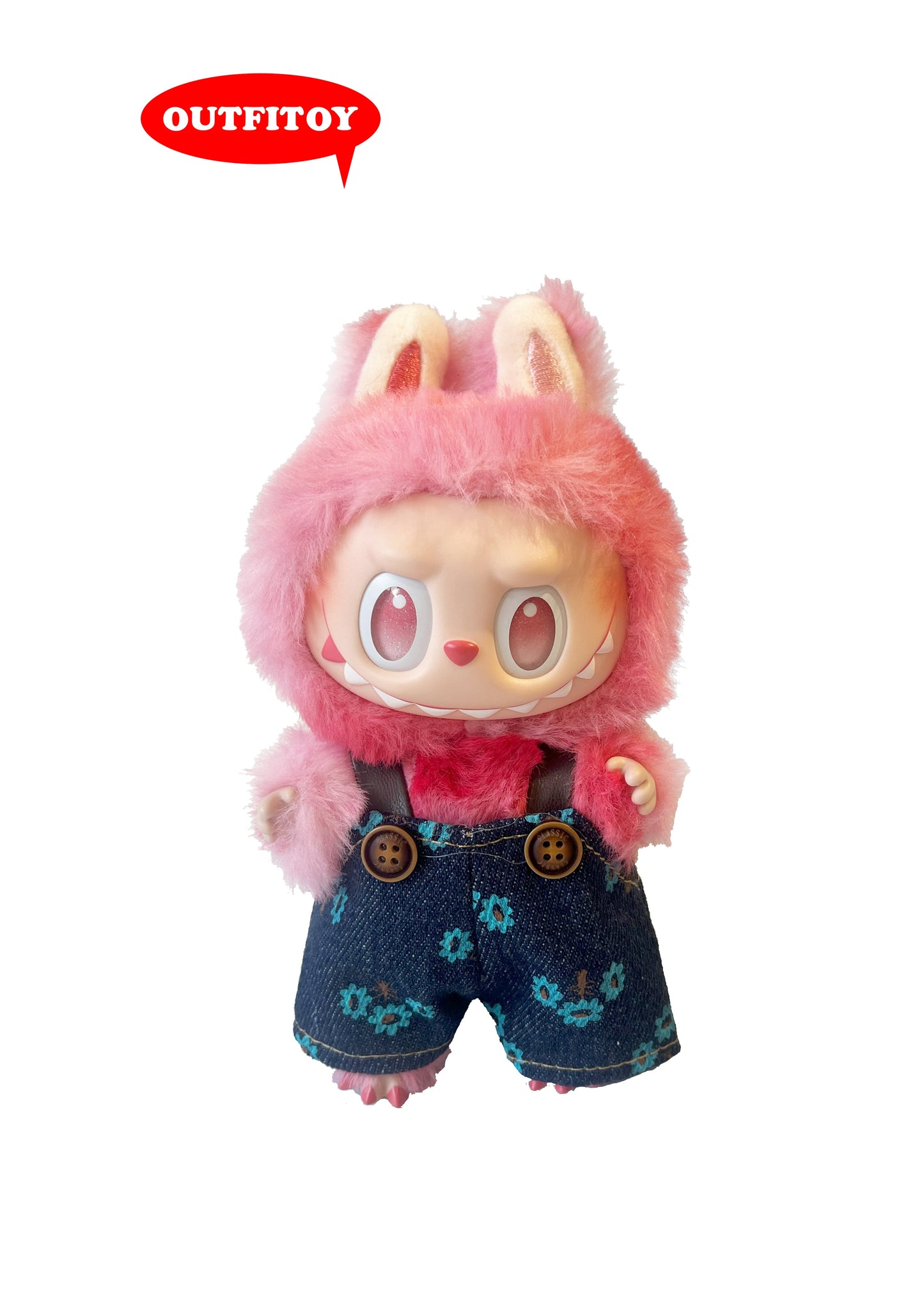 Labubu Outfit | Printed Denim Overalls/ Star-Patterned Denim Pants | Single Item