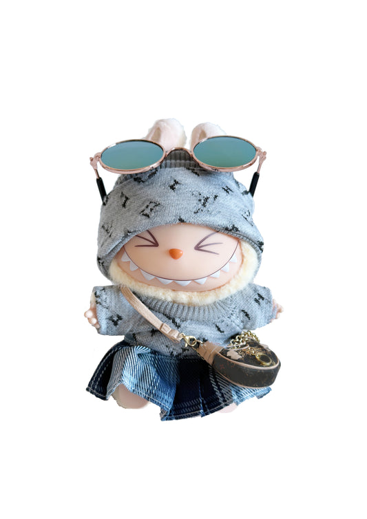 Labubu outfit LV Inspired Look Grey sporty Set
