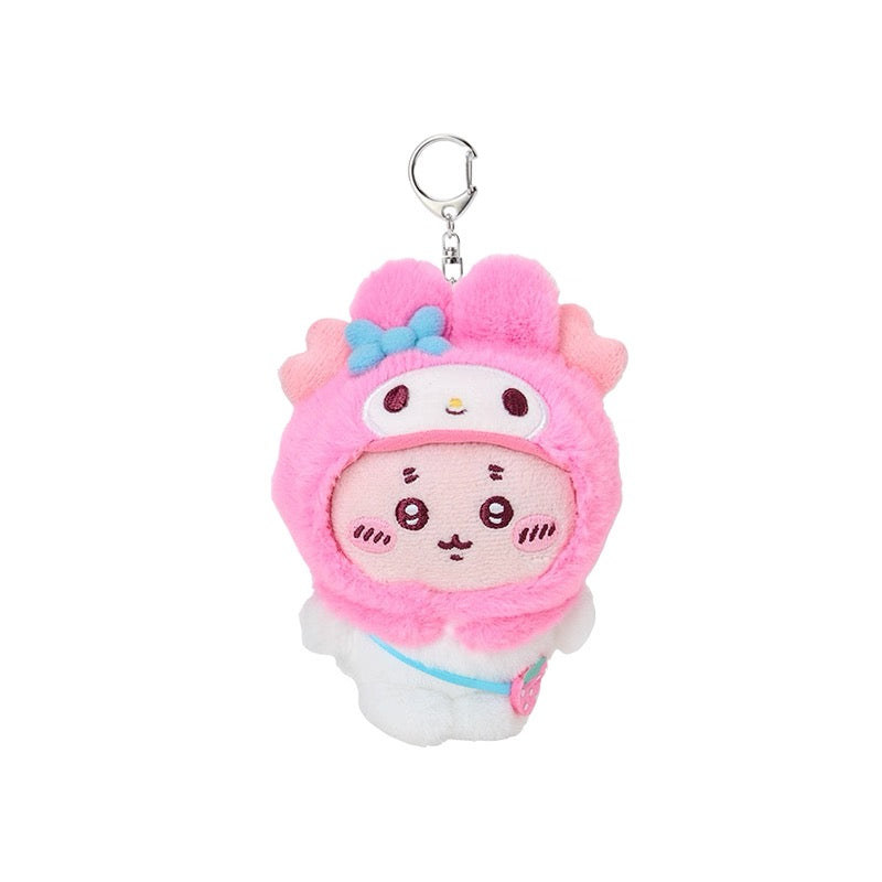 Sanrio × Chiikawa Collaboration Plush Keychain – Pompompurin & Hello Kitty