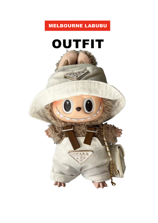 Labubu Outfit | Fresh Adorable Style | White Pink Fisherman Hat + Overalls Set