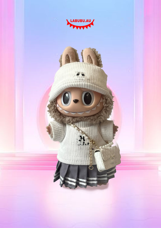 Labubu Outfit – Soft Sporty Chic Set with Pearl Mini Bag